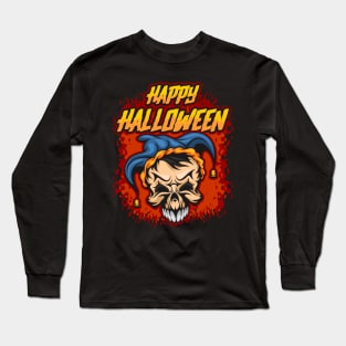 Happy Halloween Clown Skull Long Sleeve T-Shirt